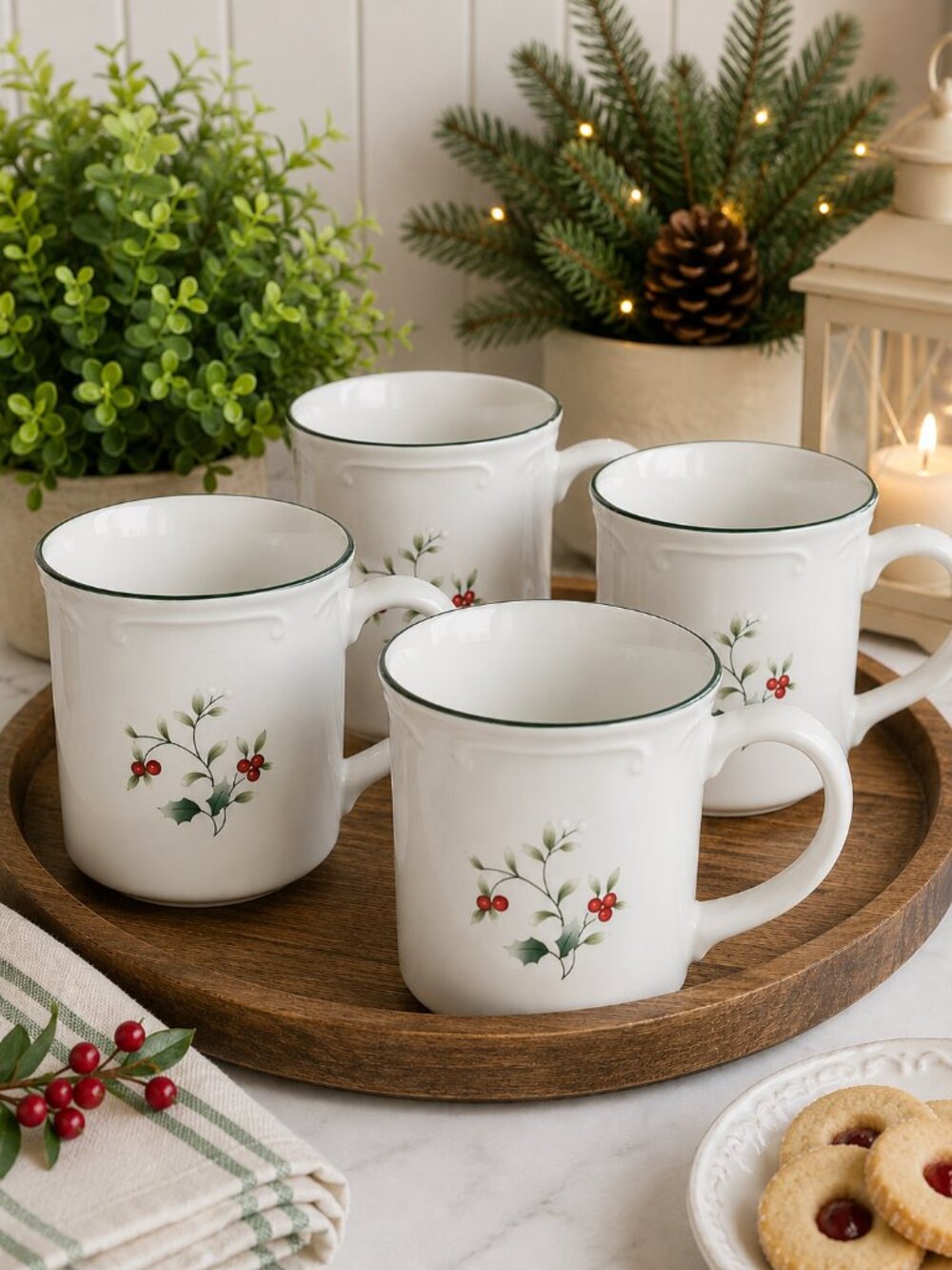 Winterberry Set of 4 Mugs | 12 Fl Oz | 25th Anniversary Edition | NIB
